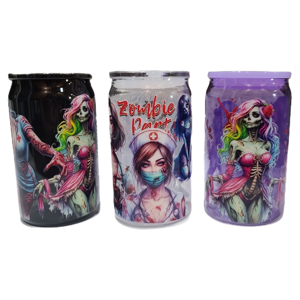 Set of three zombie women 16oz acrylic cups